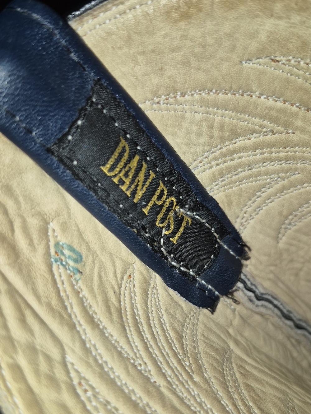 Dan Post Womens Antelope Sz 7 Boots Navy&Dove gray. 17" Tall Made In El Paso - Picture 15 of 16